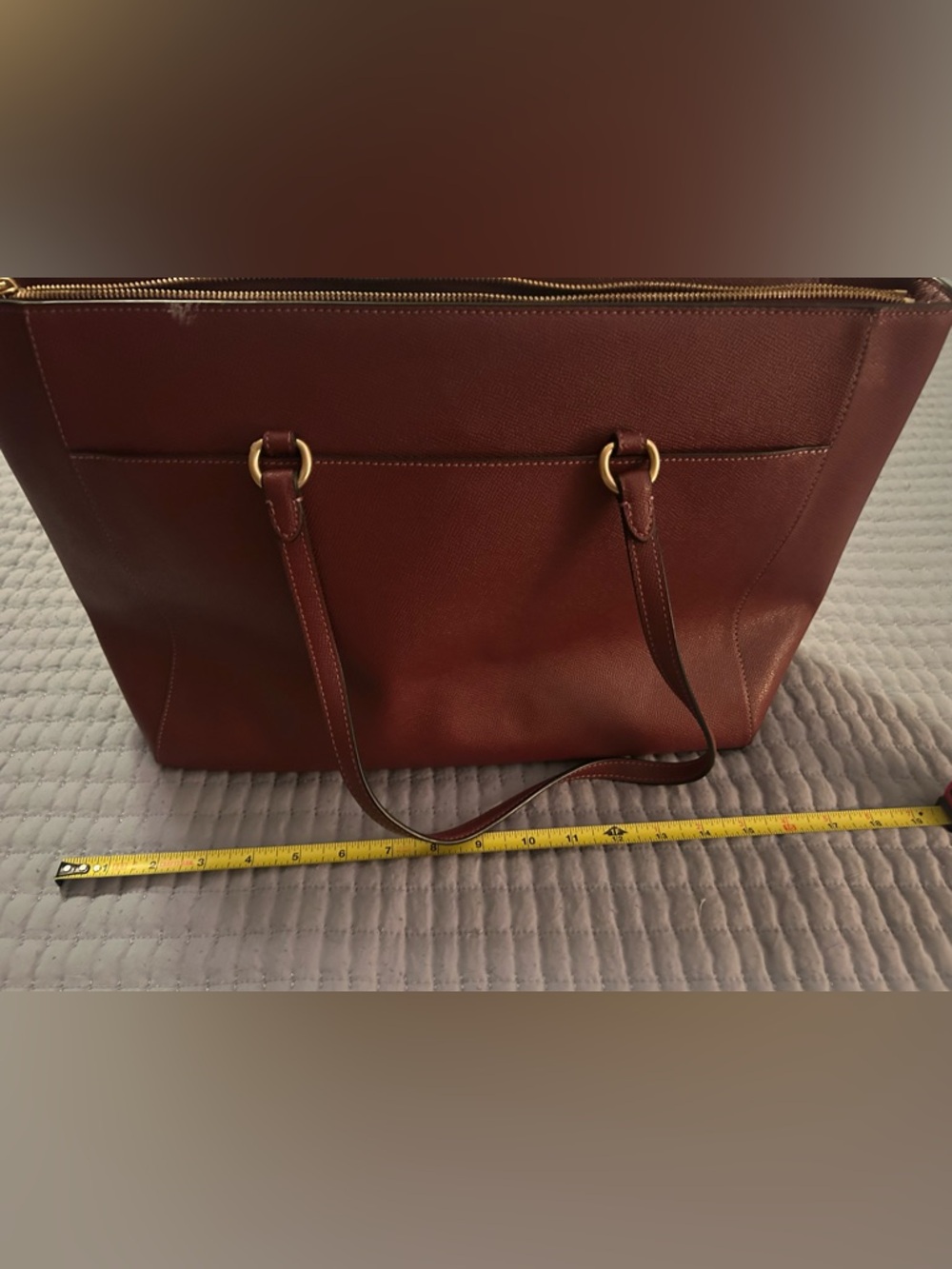 COACH Brown Leather Tote Shoulder Bag with Gold Hardware